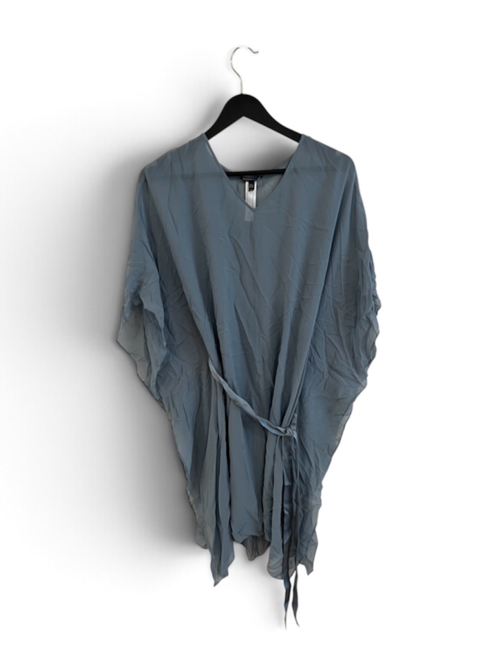 Eileen Fisher Slate Blue V-Neck Tie-Front Tunic